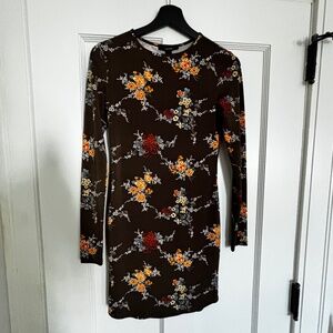 Forever 21 Floral Bodycon Dress Long Sleeve Size Small